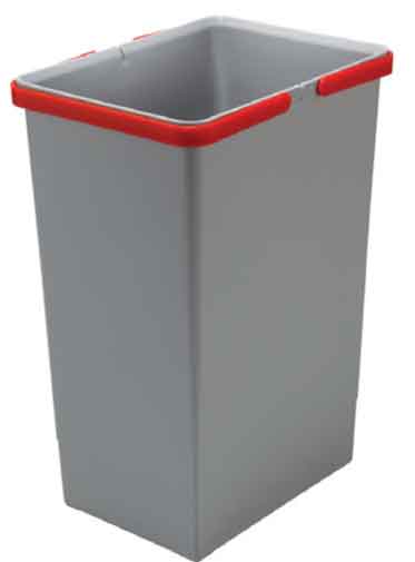Відро для сміття COVER BOX з ручками 24л (300х225х440мм) сірий (пластик)/червоні