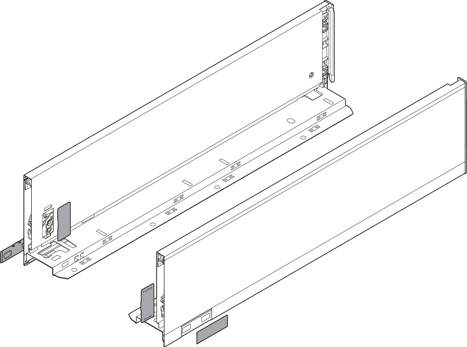 LEGRABOX царга, висота K (128,5 мм), НД=500 мм, ліва/права, сірий "оріон" матовий