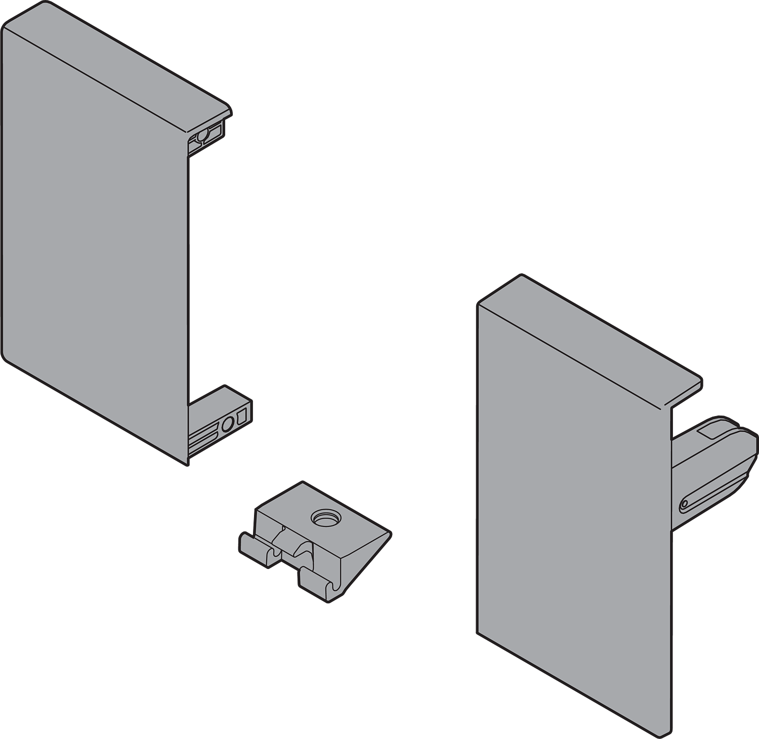 К-кт кріплення передньої панелі ANTARO M, ліве+праве, світло-сірий (пластик)