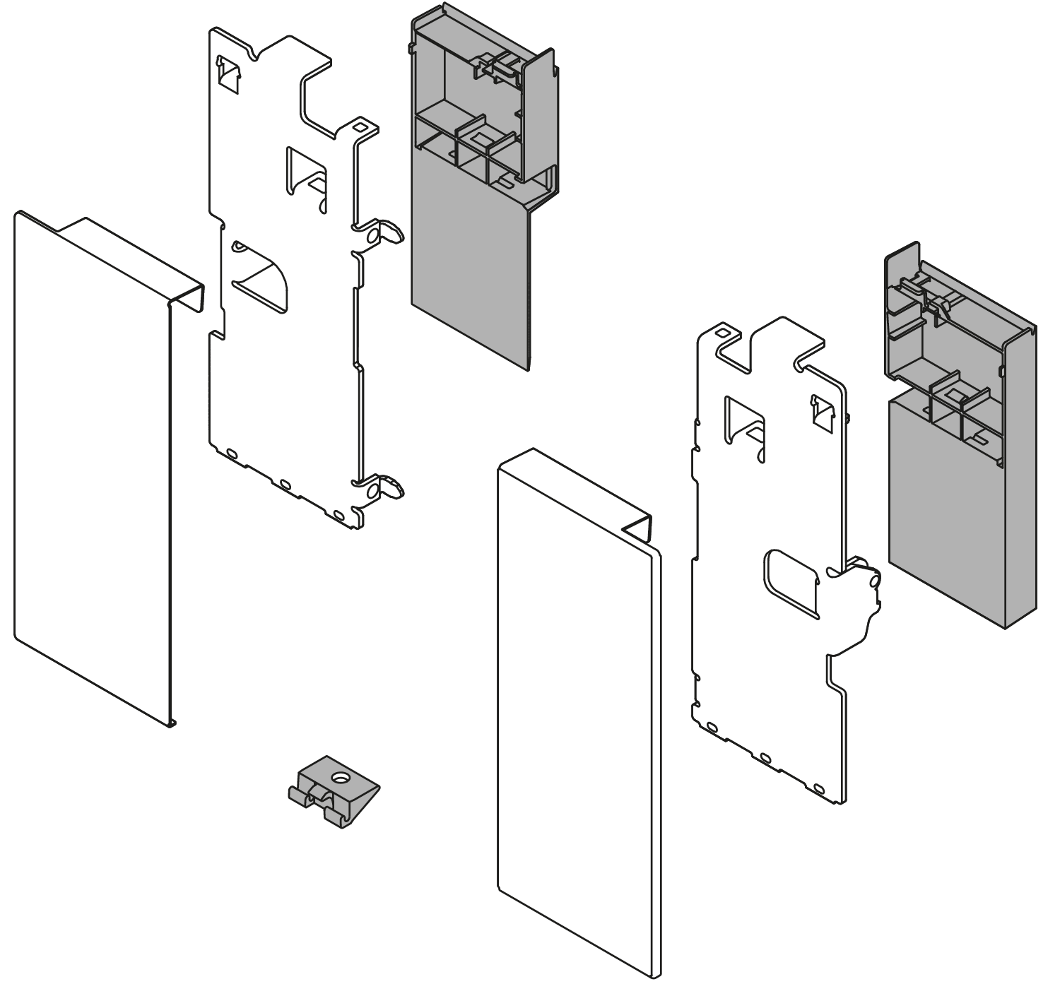 Комплект тримачів фасаду LEGRABOX K, для внутр. ящика, терра-чорний