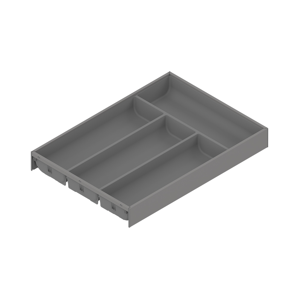 AMBIA-LINE  лоток для столових приборів, для LEGRABOX/MERIVOBOX, пластмаса / сталь, 4 лотки, НД=450 мм, ширина=300 мм, Сірий індіум матовий