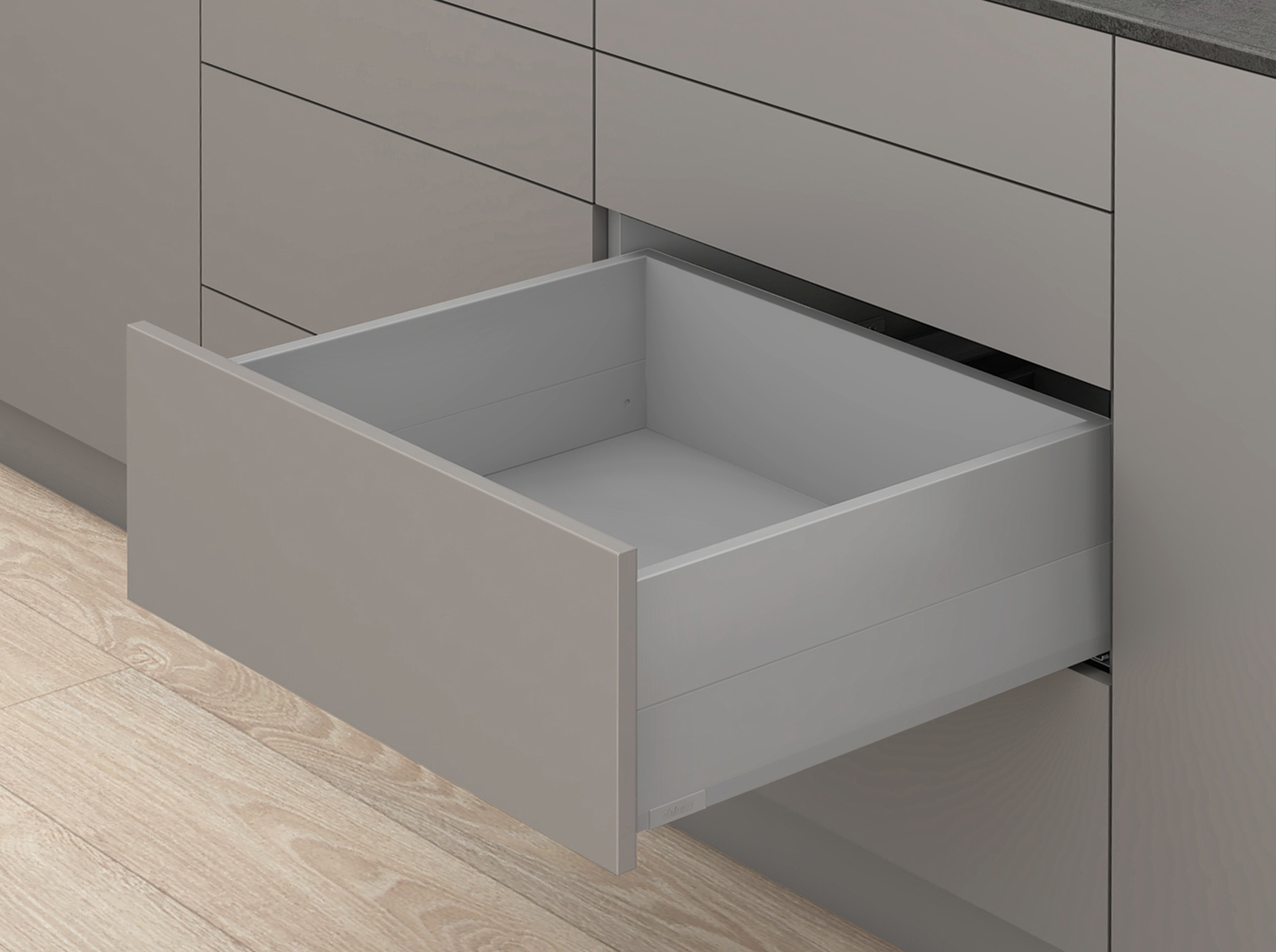 MERIVOBOX, 450 мм, 70 кг, E, з BOXCAP, TIP-ON BLUMOTION, IG-M (індіум сірий) MERIVOBOX, 450 мм, 70 кг, E, з BOXCAP, TIP-ON BLUMOTION, IG-M (індіум сірий)