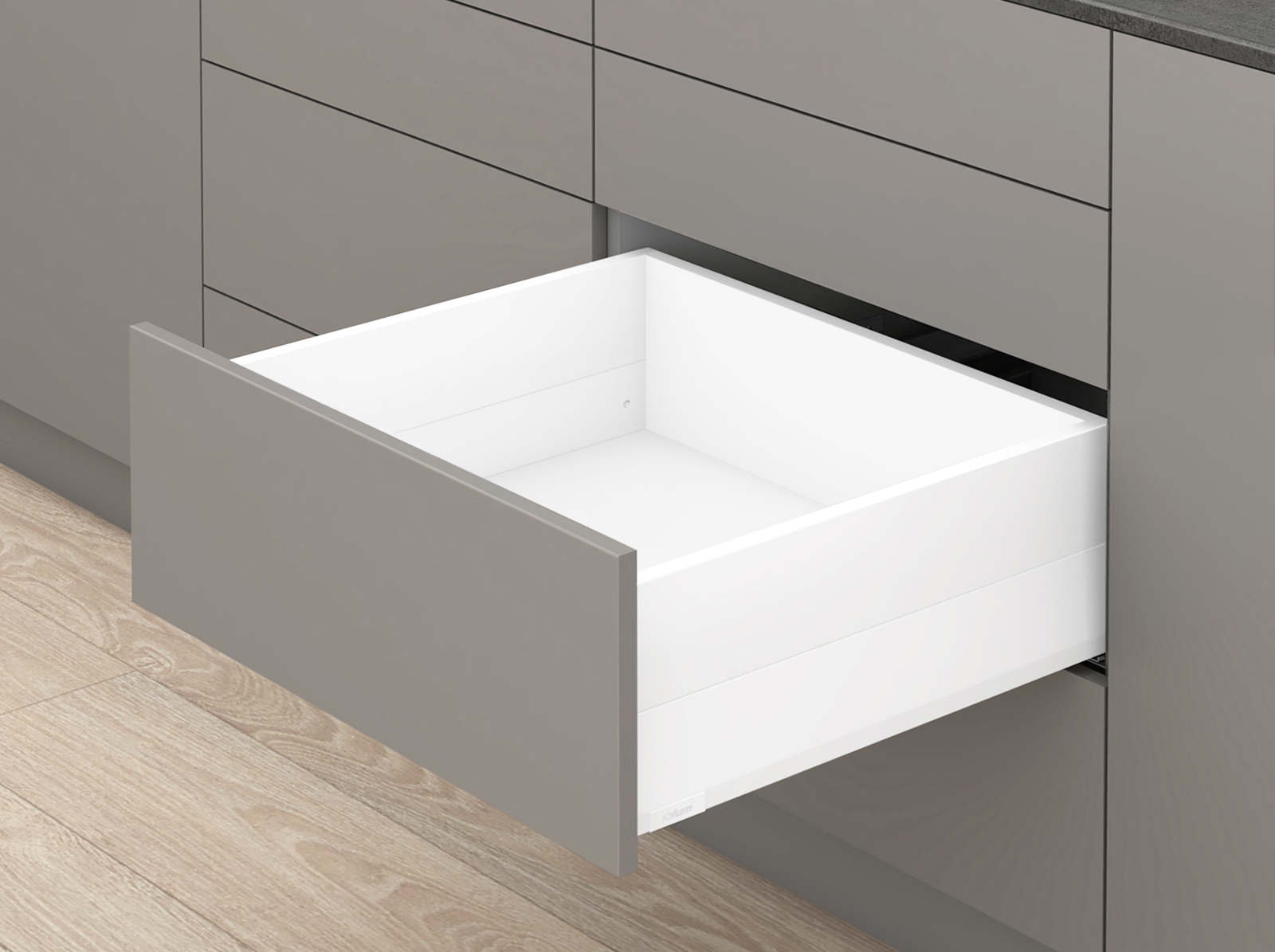 MERIVOBOX, 550 мм, 70 кг, E, з BOXCAP, TIP-ON BLUMOTION, SW-M (білий шовк) MERIVOBOX, 550 мм, 70 кг, E, з BOXCAP, TIP-ON BLUMOTION, SW-M (білий шовк)