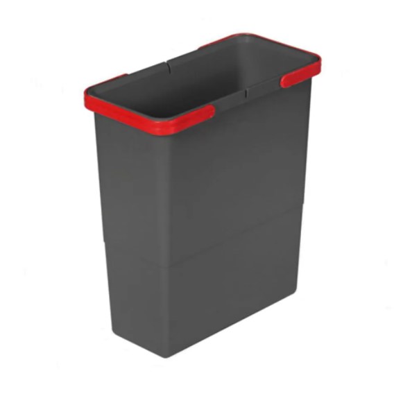 Відро для сміття COVER BOX з ручками 8л (225х150х340мм), антрацит (пластик)/червоні
