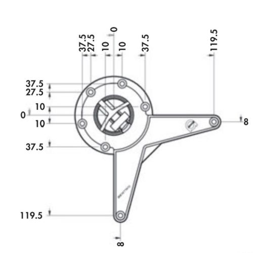 Опора Kinder 50х580мм , хром полірований +чорний (-85,+95мм)  Опора Kinder 50х580мм , хром полірований +чорний (-85,+95мм)