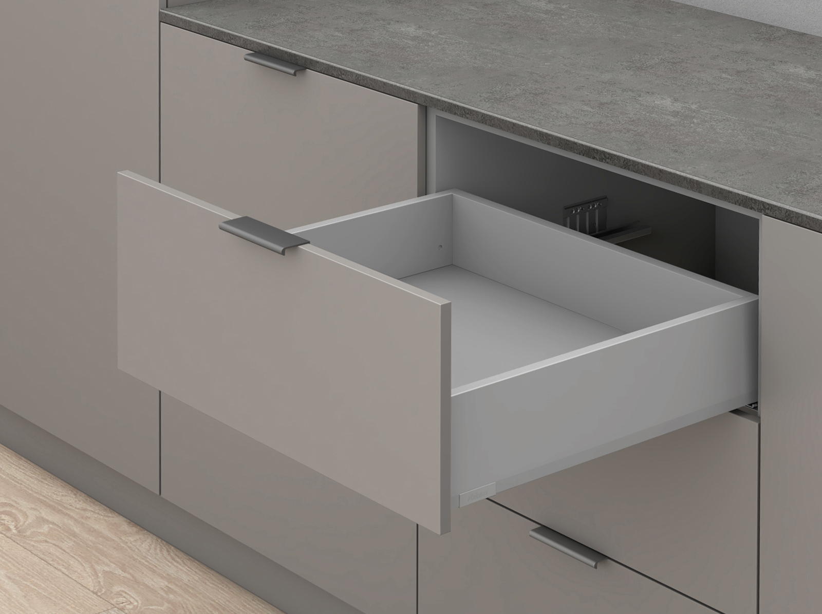 MERIVOBOX, 450 мм, 40 кг, K, BLUMOTION, IG-M (індіум сірий) MERIVOBOX, 450 мм, 40 кг, K, BLUMOTION, IG-M (індіум сірий)