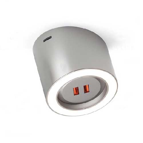 LED-cвітильник UNIKA USB 4,5W 24V SWW F19, з розеткою USB, нерж. (тепле світло)