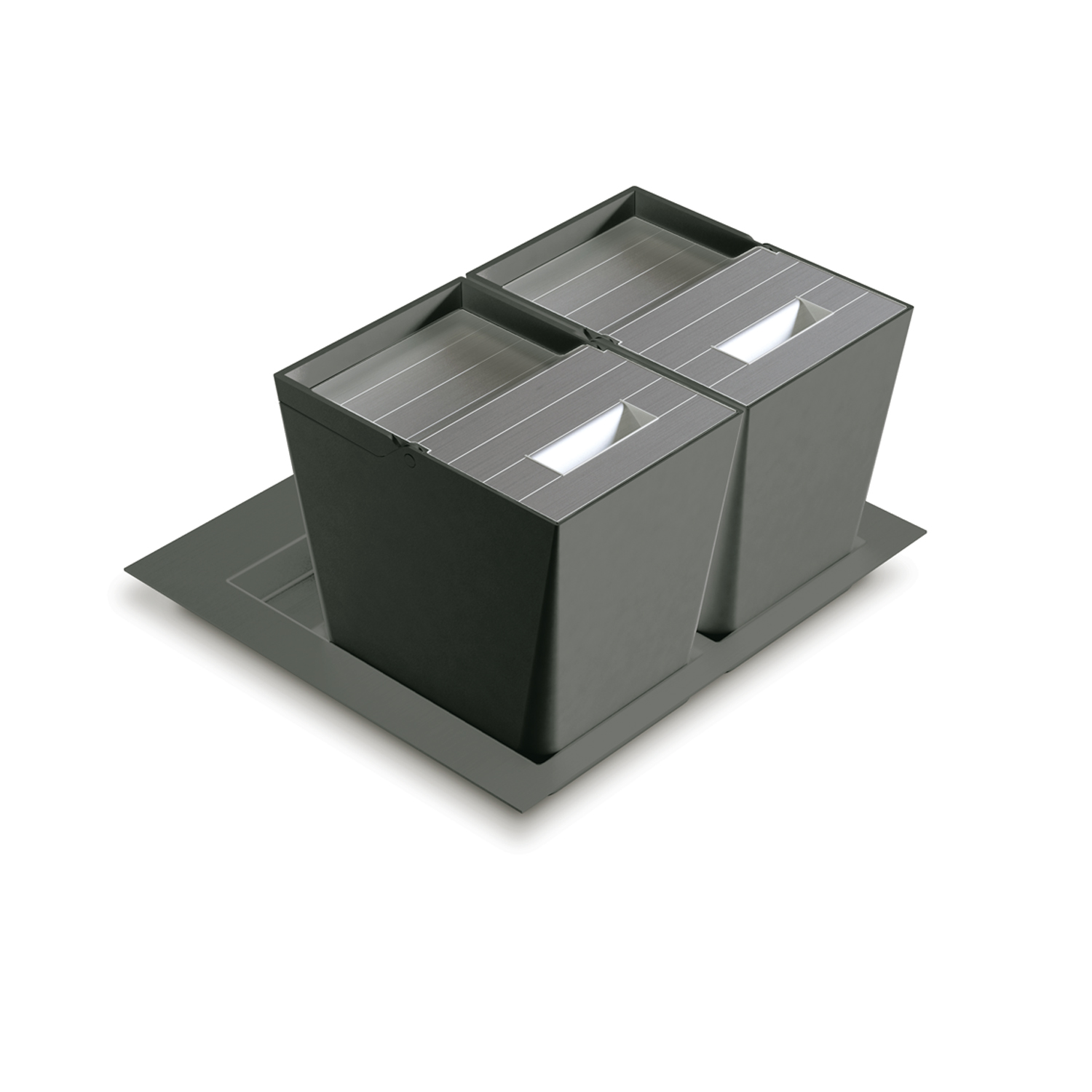 Сортер 600 Premiere (мод.1036), 2х16л, H=295мм, пластик, кришка нерж., сірий оріон Сортер 600 Premiere (мод.1036), 2х16л, H=295мм, пластик, кришка нерж., сірий оріон